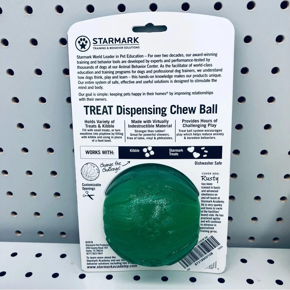 NEW STARMARK Dog Toy Treat Dispensing CHEWBALL Medium Large Green